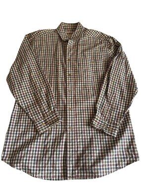 Wrangler Rugged Wear Mens Plaid Long Sleeve Button-Down Shirt Large Cotton Blend